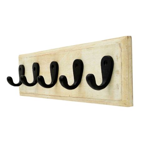 Black Iron Ivery Wooden Wall Hooks